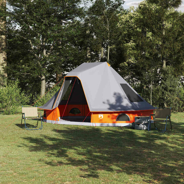 Tipi Tent met dak Grijs en Oranje 466 x 310 x 240 cm taft 1