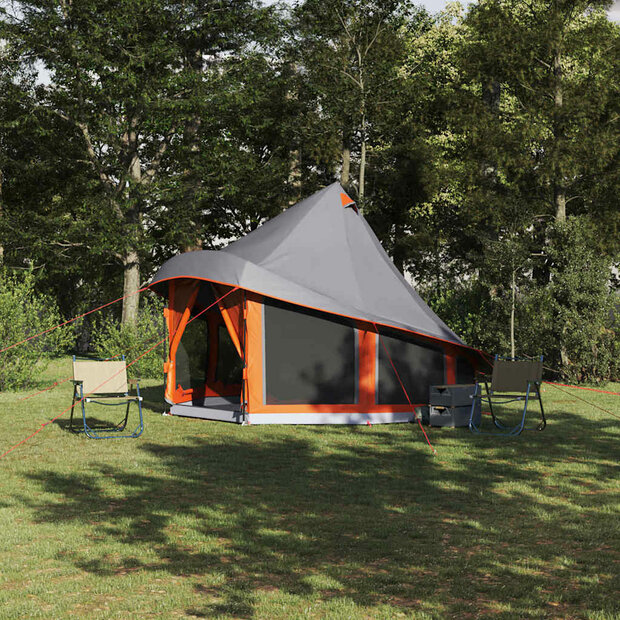 Tipi Tent met dak Grijs en Oranje 404 x 370 x 270 cm taft 1
