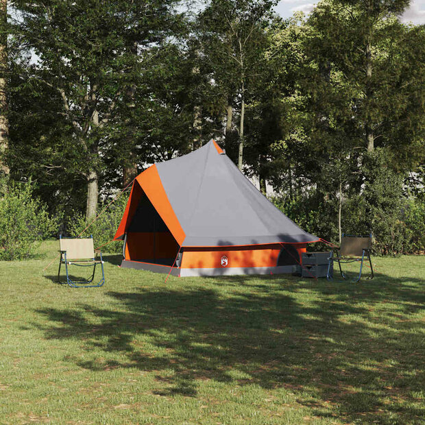 Tipi Tent met dak Grijs en Oranje 400 x 346 x 250 cm taft 1