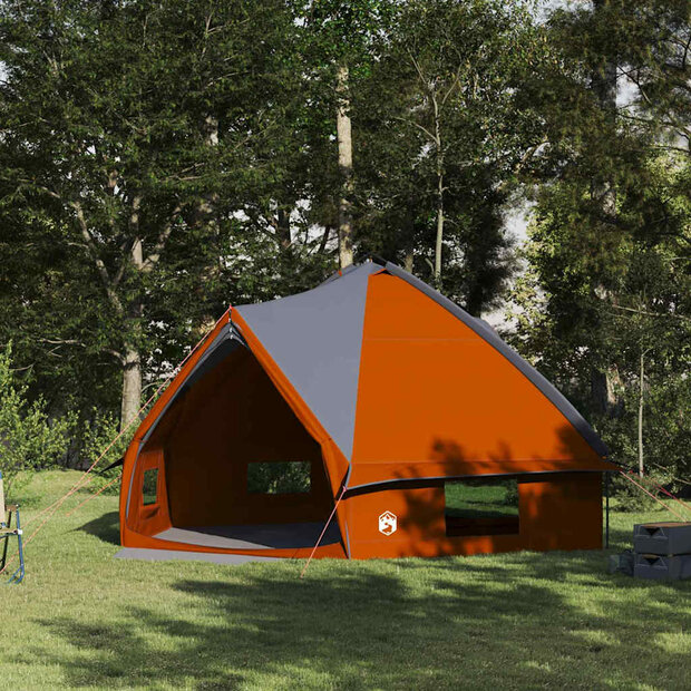 Tipi Tent voor 10 Personen Grijs en Oranje 490 x 410 x 210 cm 1