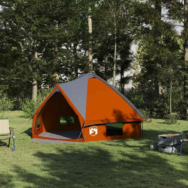 Tipi Tent voor 6 Personen Grijs en Oranje 490 x 410 x 210 cm 1