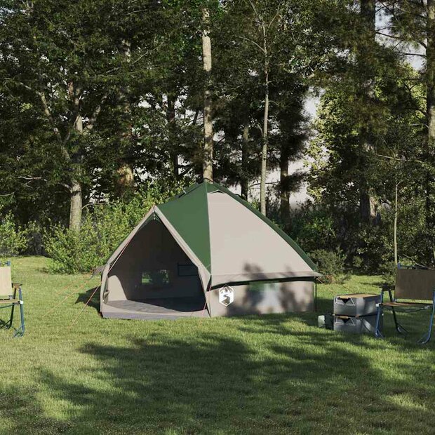 Tipi Tent voor 4 Personen Groen en Grijs 490 x 410 x 210 cm 1