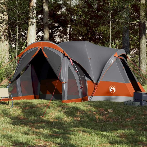 Tipi Tent voor gezin 8-persoons waterdicht grijs en oranje 1