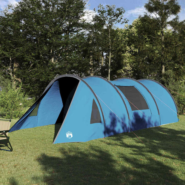 Tunnel Tent 4-Person met dak Blauw en Grijs 778 x 356 x 210 cm 1