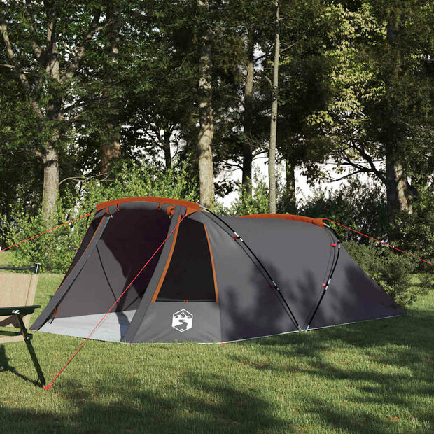 Tunnel Tent 3-Person met dak Grijs en Oranje 328 x 228 x 115 cm 1