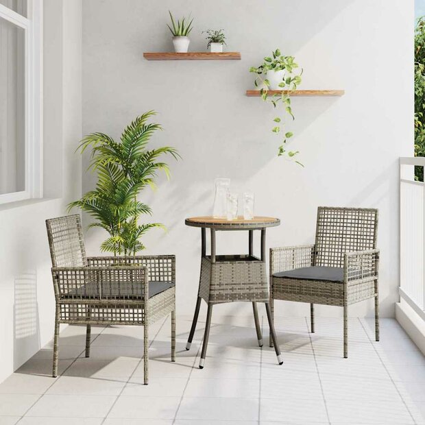 Tuin eettafelset 3 pcs Grijs poly rattan 1