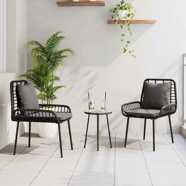 Tuin eettafelset 3 pcs Zwart en Anthraciet poly rattan 1
