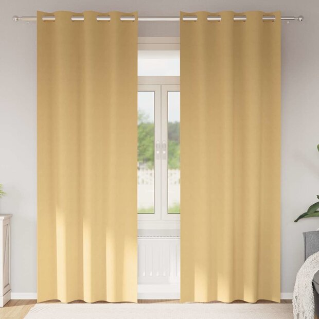 Zwart-out Gordijnen met Ringen 2 pcs Beige 260 x 140 cm 1
