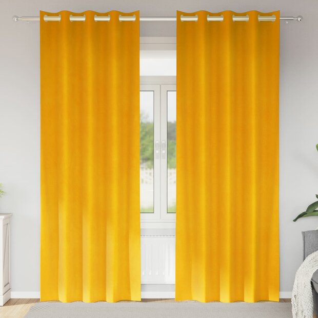 Verduisterende gordijnen 2 pcs Mosterdgeel 140 x 225 cm Fluweel 1