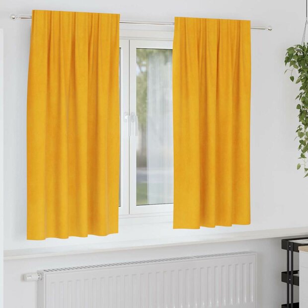 Verduisterende gordijnen 2 pcs Mosterdgeel 140 x 175 cm Fluweel 1