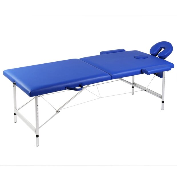 Massagetafel met 2 zones inklapbaar aluminum frame blauw 1