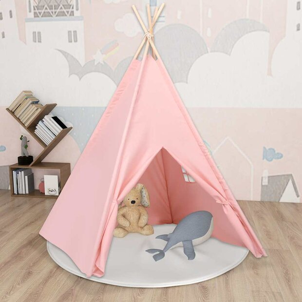 Kinder Tipi Tent met tas 120x120x150 cm peachskin roze 1