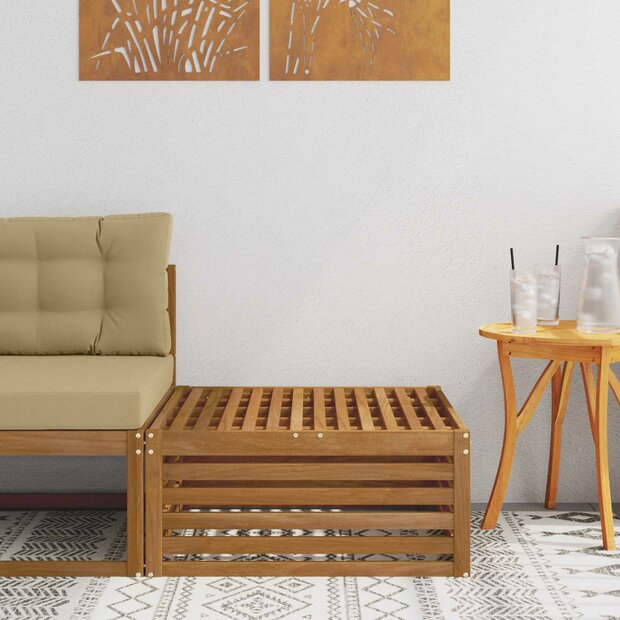 Buiten Voetenbank Naturel 79 x 79 x 37 cm Massief Acaciahout 1
