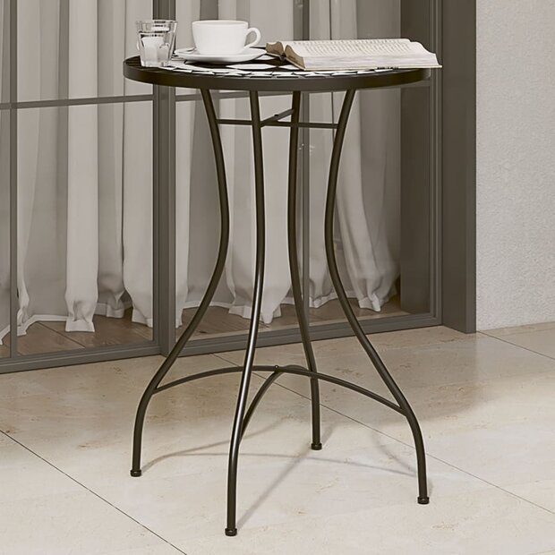 Bistrotafel moza&iuml;ek &Oslash;50x70 cm keramiek zwart en wit 1