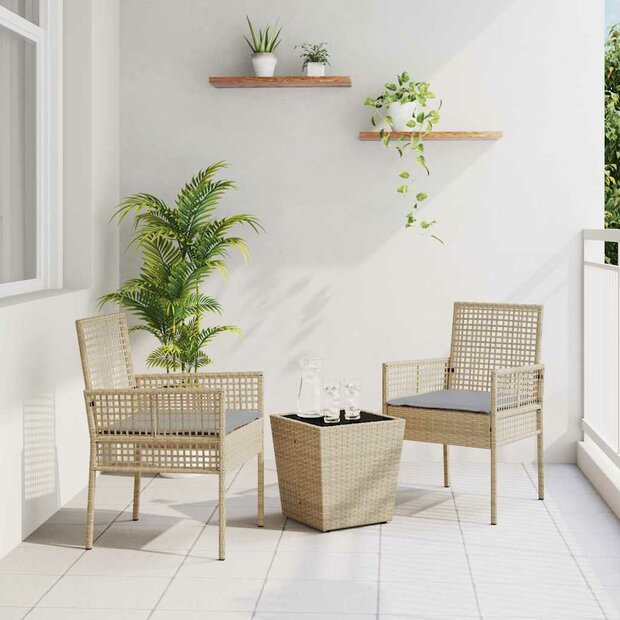 Tuin Bistroset 3 pcs Beige poly rattan 1