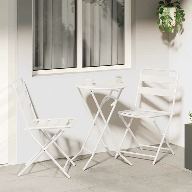 Tuin Bistroset 3 pcs Wit Staal 1