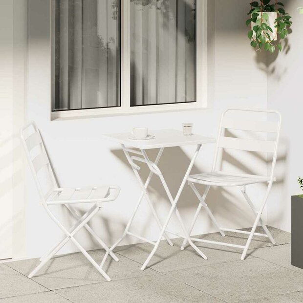 Tuin Bistroset 3 pcs Wit Staal 1