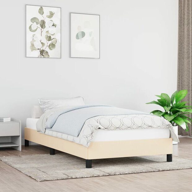 Bedframe zonder matras 90x190 cm stof cr&egrave;mekleurig 1