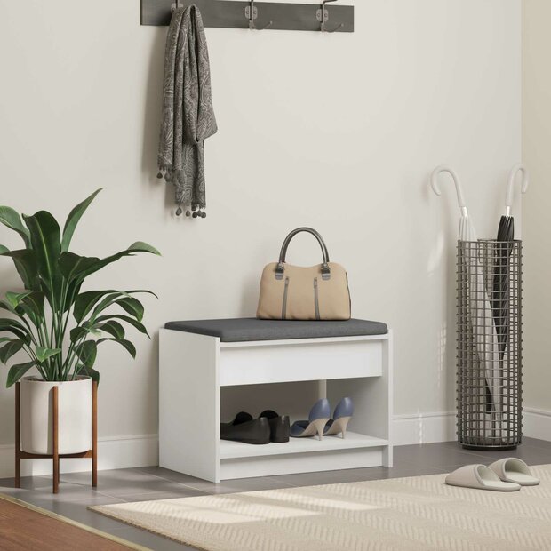 Halbank Wit 63 x 38 x 45 cm Ge&iuml;ndustrialiseerd hout en stof 1