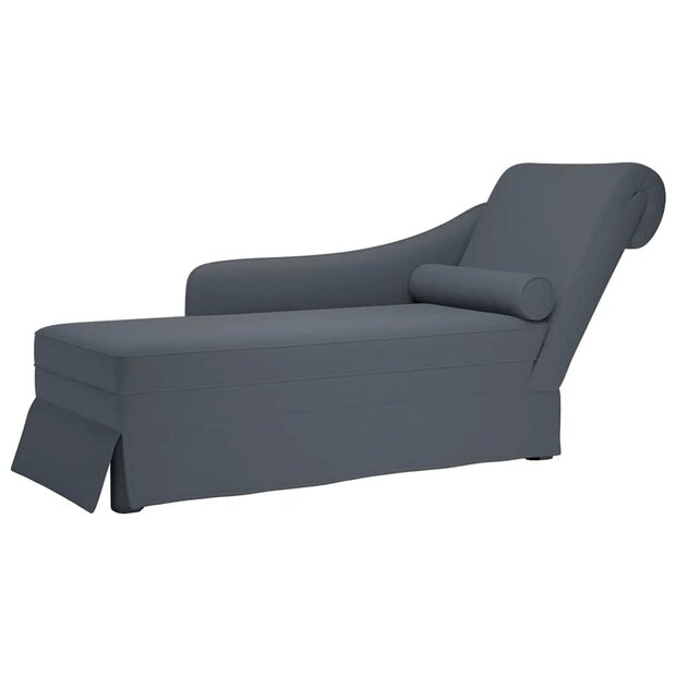 Chaise longue met bolster&amp;rechterarmleuning fluweel donkergrijs 1