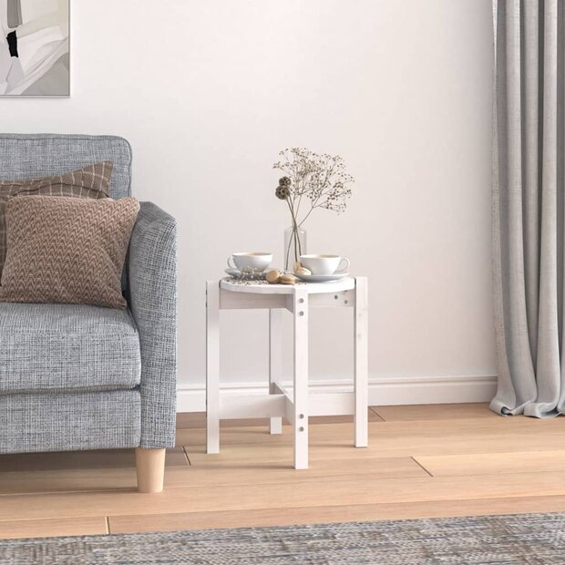 Salontafel &Oslash; 42,5x45 cm massief grenenhout wit 1