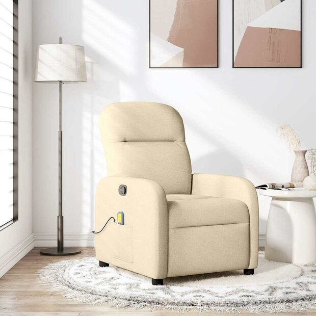Massagestoel verstelbaar stof cr&egrave;mekleurig 1