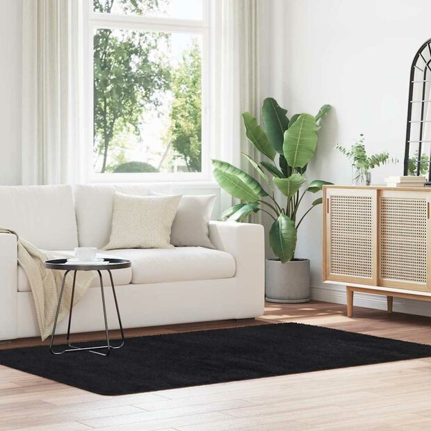 Hoogpolig vloerkleed NAVARRA 130x200 cm polyester zwart 1