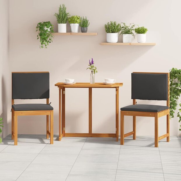 Tuinstoel met kussen 2 pcs Bruin Massief acaciahout 1