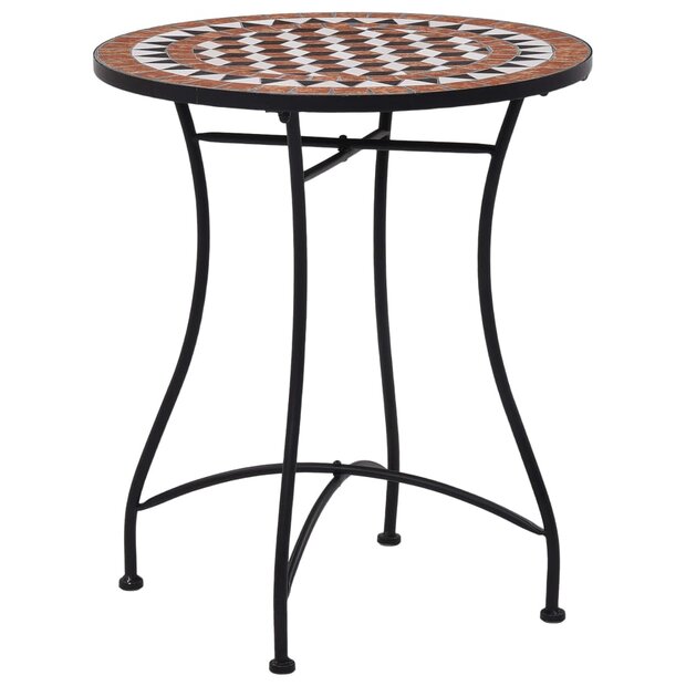 Bistrotafel moza&iuml;ek 60 cm keramiek bruin 1