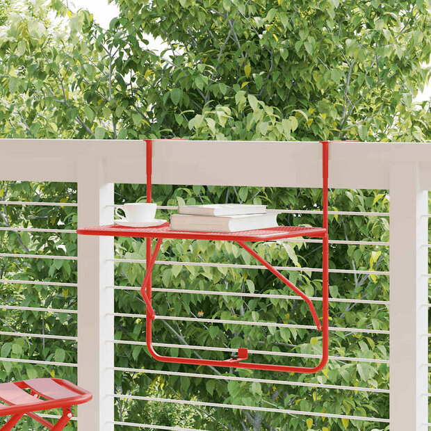 Balkontafel 60x40 cm staal rood 1