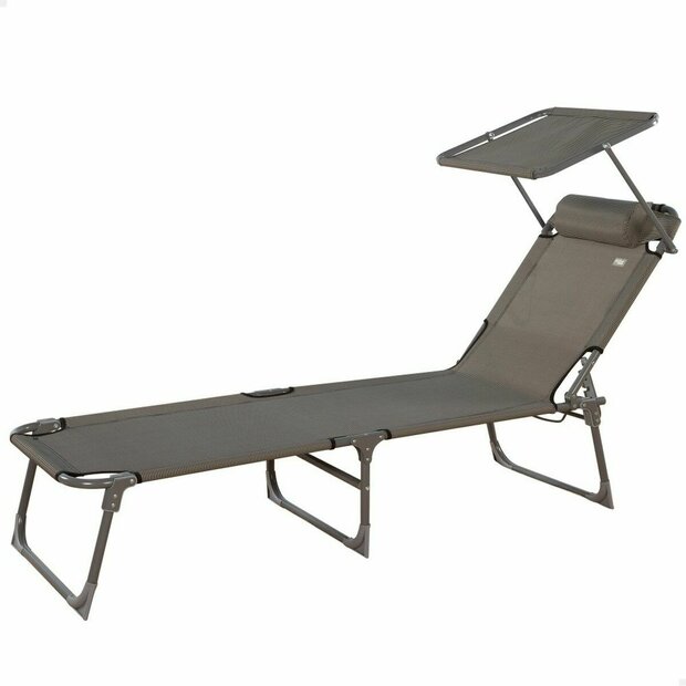Ligstoel Aktive Grijs 193 x 53 x 30 cm Opvouwbaar Parasol 1