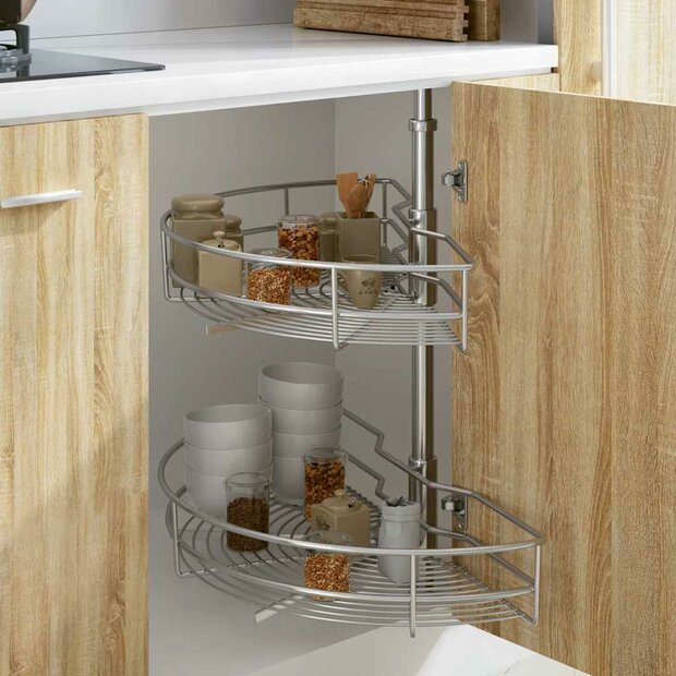 Draadmand keuken 2-laags 180 graden 75x38x80 cm zilverkleurig 1