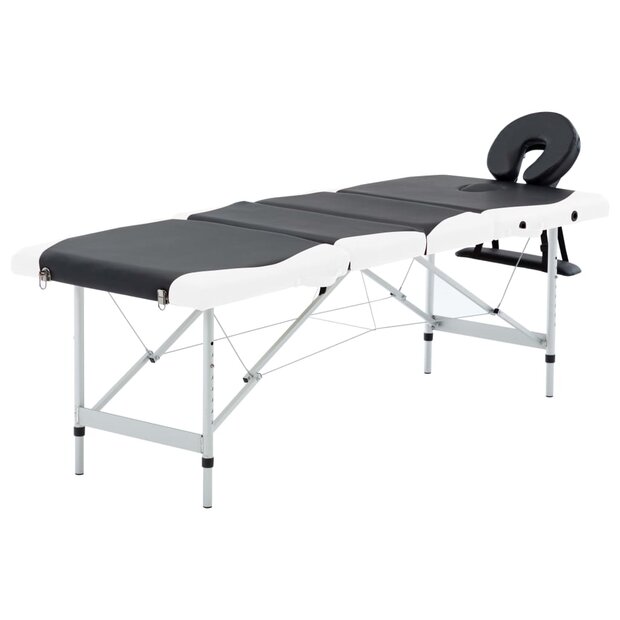 Massagetafel inklapbaar 4 zones aluminium zwart en wit 1