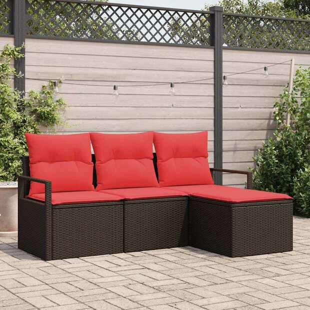 Bankstel 4 pcs Bruin poly rattan 1