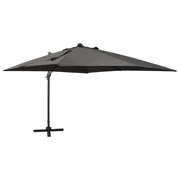 Zweefparasol met paal en LED-verlichting 300 cm antracietkleur 1
