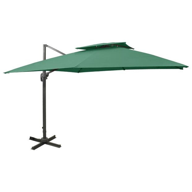 Zweefparasol met dubbel dak 300x300 cm groen 1