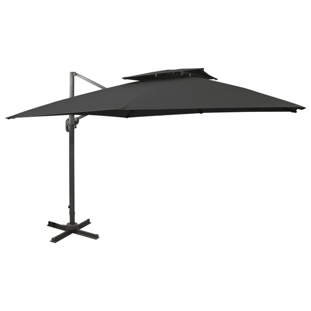 Zweefparasol met dubbel dak 300x300 cm zwart 1