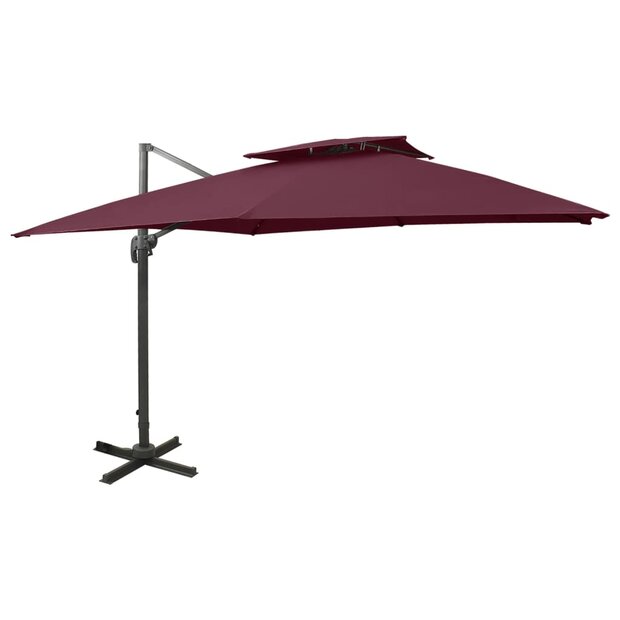 Zweefparasol met dubbel dak 300x300 cm bordeauxrood 1