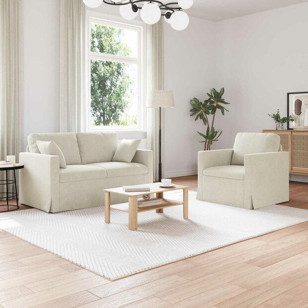 Bankstel 2 pcs Cr&egrave;me 138 x 78 x 80 cm Fluweel 1