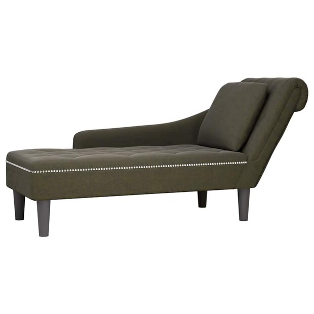 Chaise longue met kussen&amp;rechterarmleuning kunstleer legergroen 1