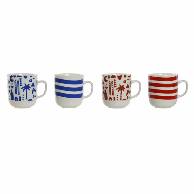 Mok Home ESPRIT Blauw Rood Porselein Boho 380 ml (4 Stuks) 1