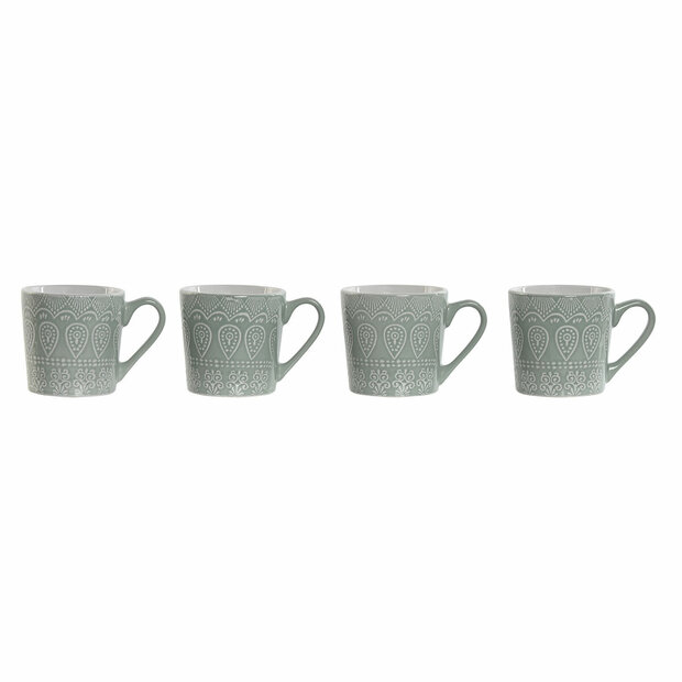 Set van 4 mokken Home ESPRIT Groen Keramiek 360 ml 9,5 x 13 x 9,2 cm Mandala 1