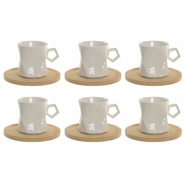 Set van 6 kopjes met schotel Home ESPRIT Wit Porselein 180 ml 1