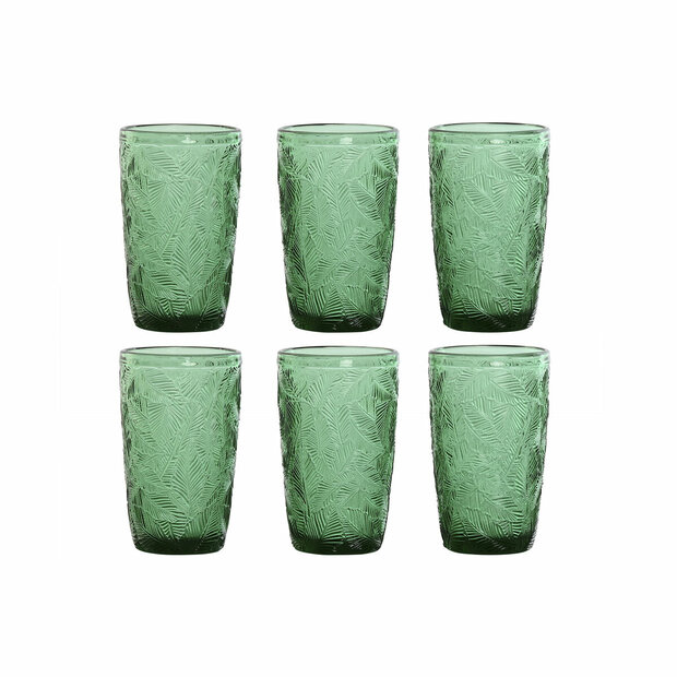 Glazenset Home ESPRIT Groen Kristal Met reli&euml;f 370 ml (6 Stuks) 1