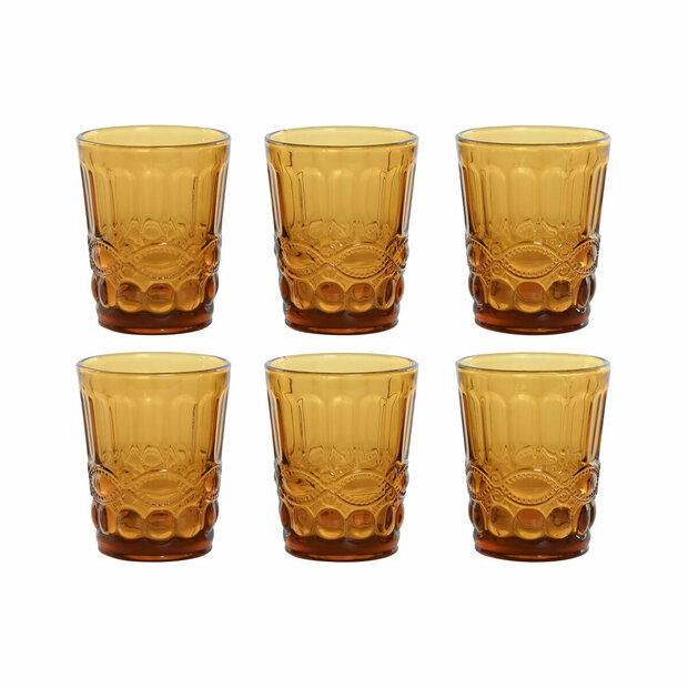 Glazenset Home ESPRIT Amber Kristal Met reli&euml;f 240 ml (6 Stuks) 1