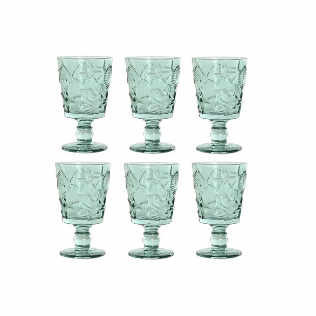 Glazenset Home ESPRIT Turkoois Kristal 345 ml (6 Stuks) 1