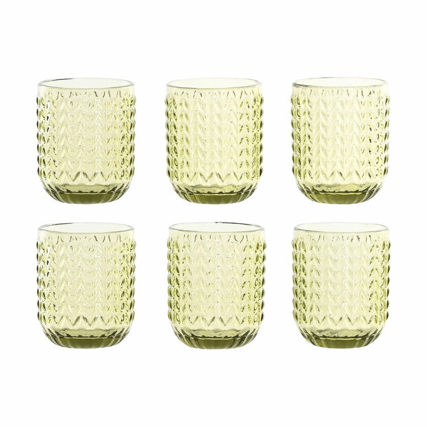 Glazenset Home ESPRIT Groen Kristal Met reli&euml;f 275 ml (6 Stuks) 1