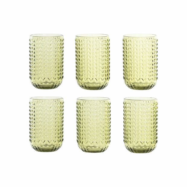 Glazenset Home ESPRIT Groen Kristal Met reli&euml;f 420 ml (6 Stuks) 1