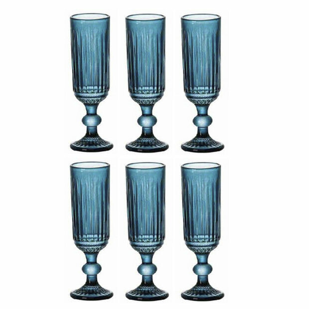 Glazenset Home ESPRIT Blauw Kristal 160 ml (6 Stuks) 1