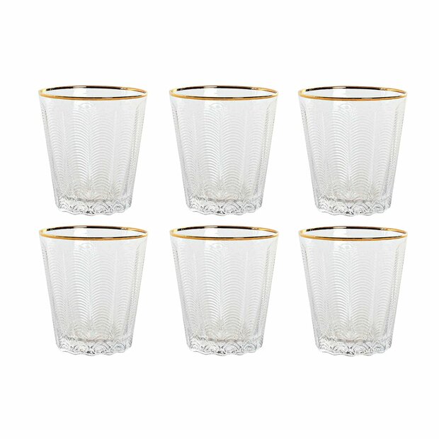 Glazenset Home ESPRIT Transparant Gouden Kristal Met reli&euml;f 350 ml (6 Stuks) 1